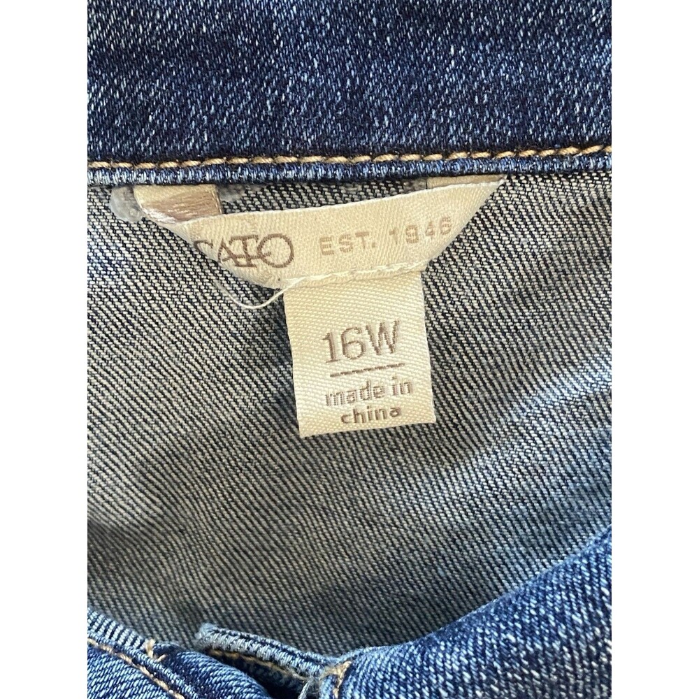 Cato Western Stretch Denim Shirt Dress Frayed Raw Hem Blue Plus Size 16W EUC - Picture 14 of 16